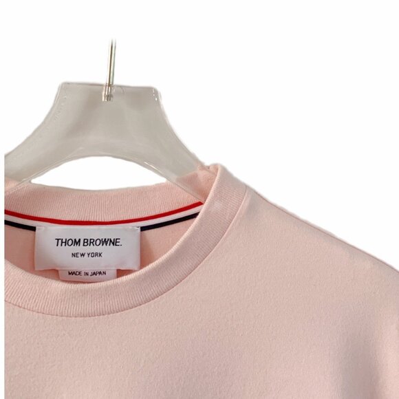 Thom Browne Pink Classic Four-Bar Cotton Crewneck Long Sleeve Sweatshirt - Picture 3 of 9